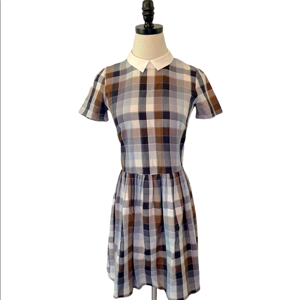 River Island Checker Print Dress with Peter Pan Collar